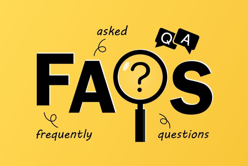 FAQ sign in yellow