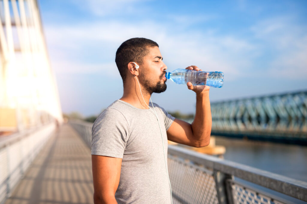 person drinking water